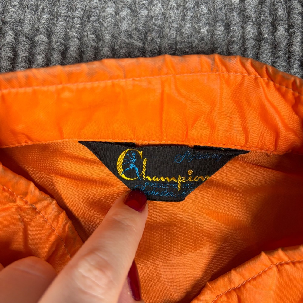 Vintage Harley Davidson Champion Windbreaker Jacket Orange White Racing Mens XL - Picture 3 of 11